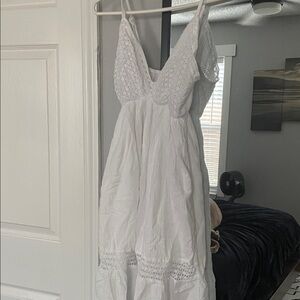 Simple  White Lace Dress maxi dress M